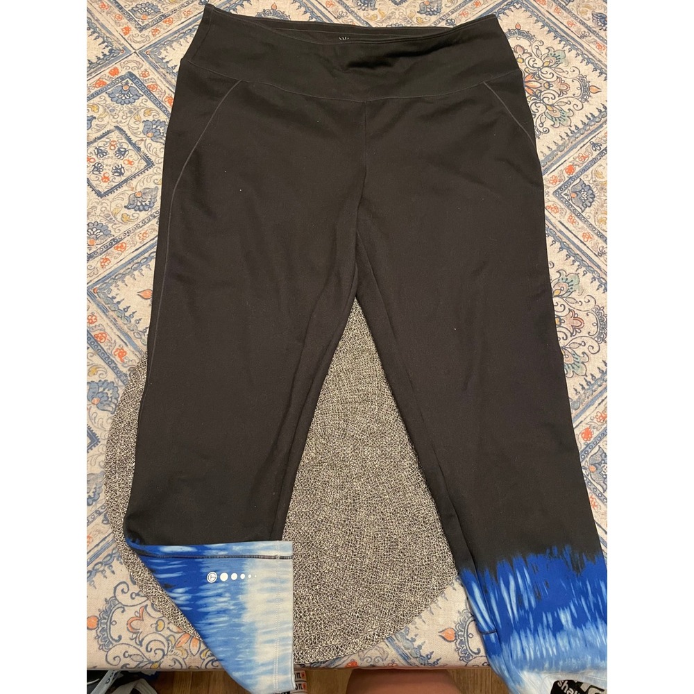 T by Talbots Black Blue Tie Dye Ombre Cropped Leggings UPF 50+ Size LP